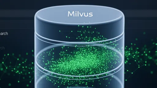 AI-powered vector search interface in Drupal with Milvus database visualization and dynamic green data network.